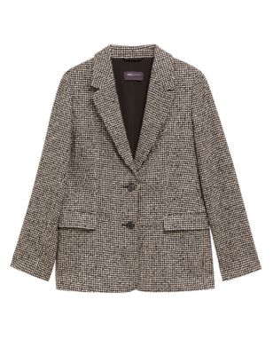 M&S Womens Tweed Relaxed Checked Blazer - 8 - Black Mix, Black Mix - My ...