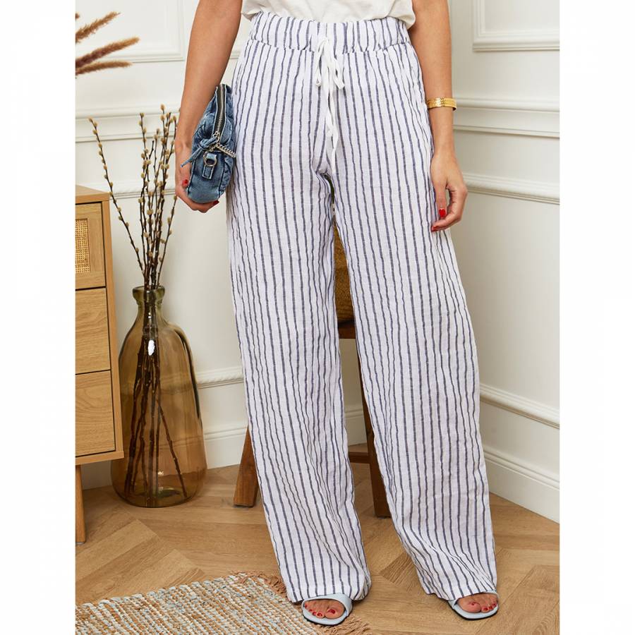 Striped linen trousers online