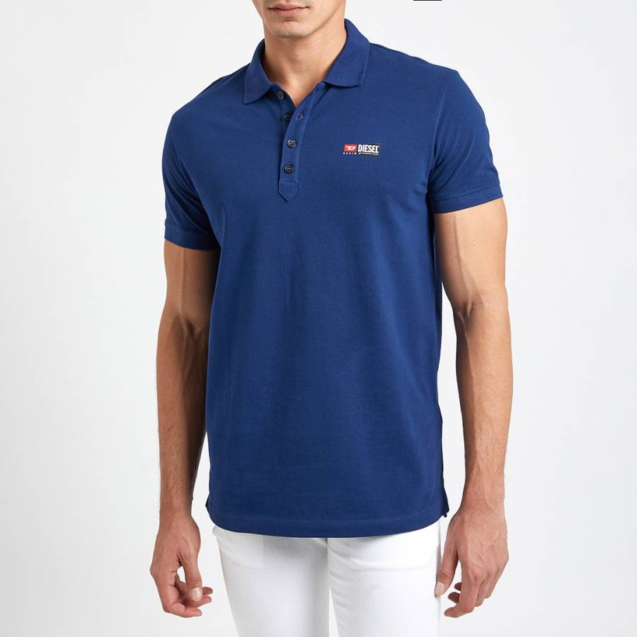 Diesel Blue T Weet Split Cotton Polo Shirt My Boutique