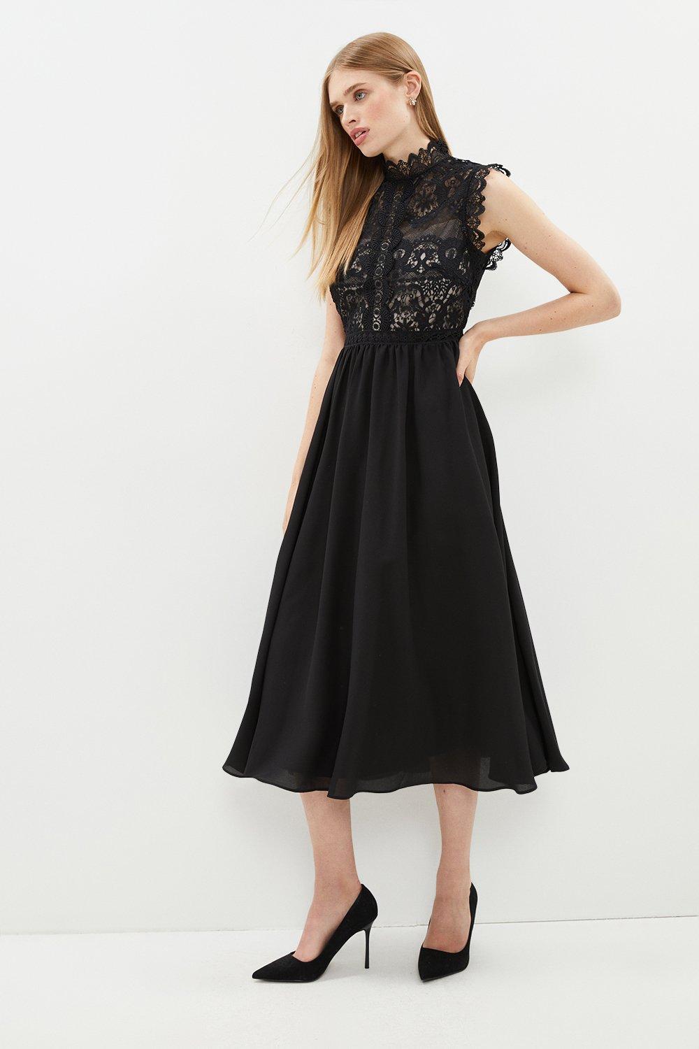 Black lace midi dress uk best sale